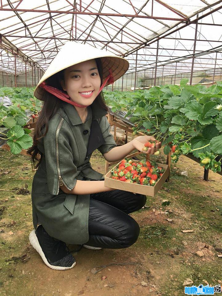 Bức ảnh người đẹp Nguyễn Thanh Vân Anh tại vườn dâu