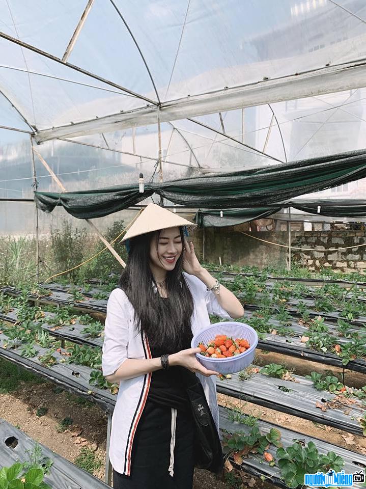  Mai Suong beautiful in the strawberry garden.